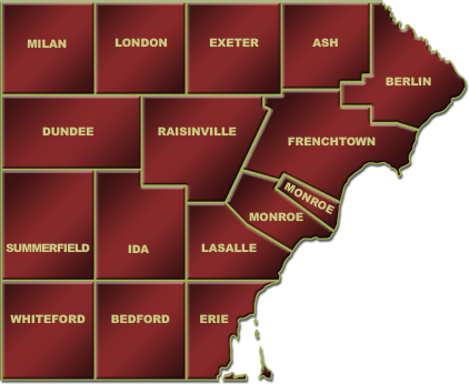 Find homes for sale all across Monroe County, MI. Tour a home in Milan, London, Exeter, Ash, Berlin, Dundee, Rainsinville, Frenchtown, Monroe, Summerfield, Ida, LaSalle, Whiteford, Bedford or Erie Township.